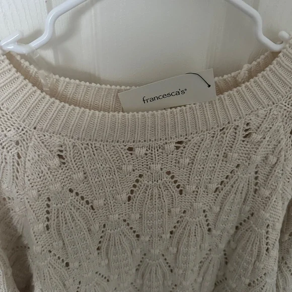 NWT Francesca’s Collection - Cream Elodie Cable Knit Pullover Sweater - Picture 3 of 4